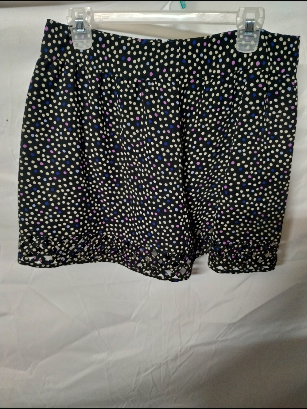 Black Polka Dot Mini Skirt with Purple & White Dots